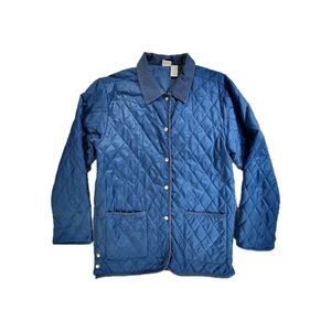 Cherokee Quilted Barn Coat Corduroy Trim Snap Front Women's M Equestrian Chore